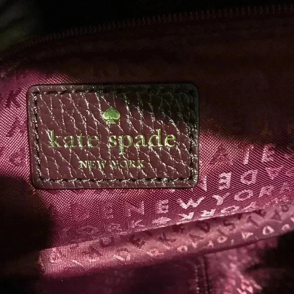 Kate Spade Plum/ beige leather crossbody bag